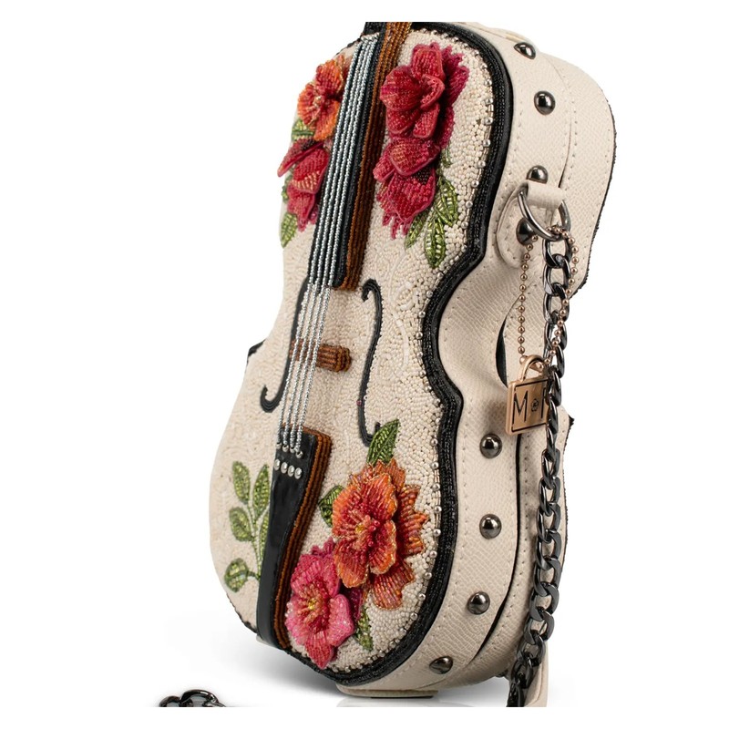 Mary Frances In Tune Ivory Pink Floral 3D Violin Handbag Crossbody Bag Purse NEW gallery