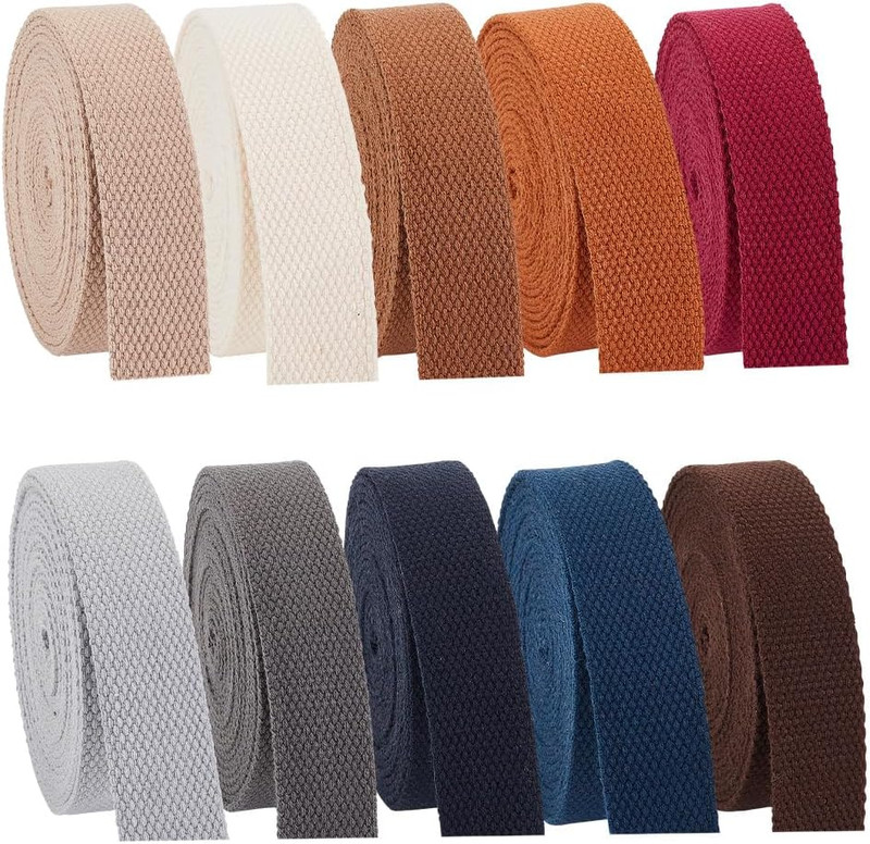 10 Rolls Cotton Webbing 1 Inch Poly Cotton Straps 38 Yards DIY Bag Handles