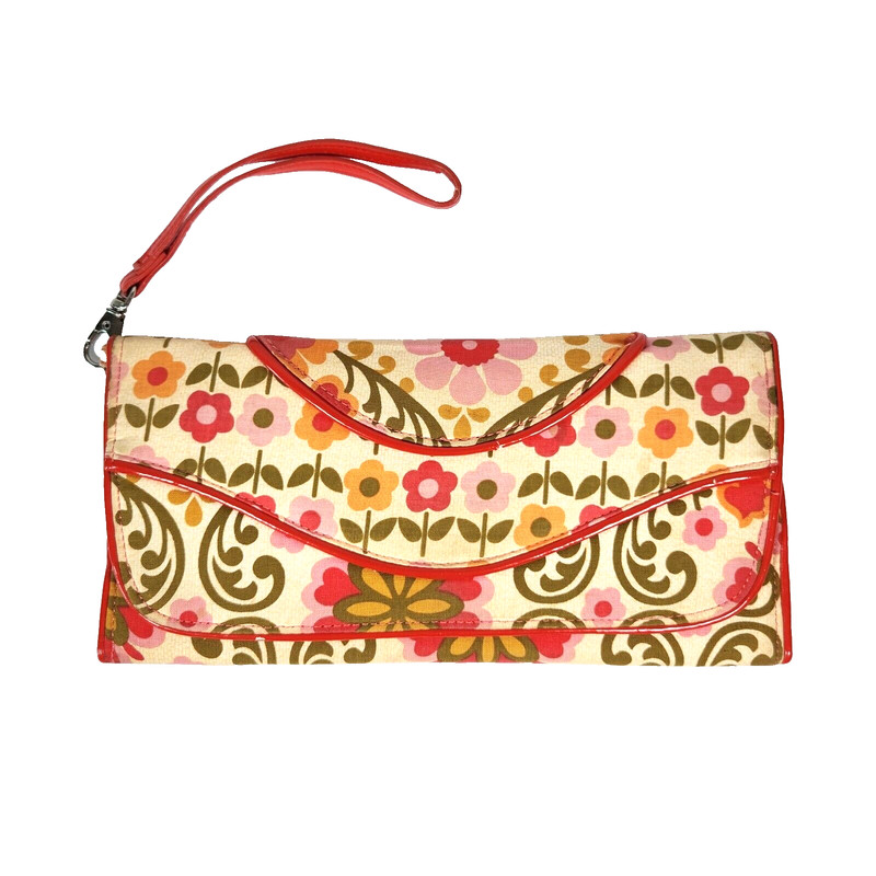 Vtg Vera Bradley Retro Folkloric Wristlet Clutch Purse Retired Floral Pattern