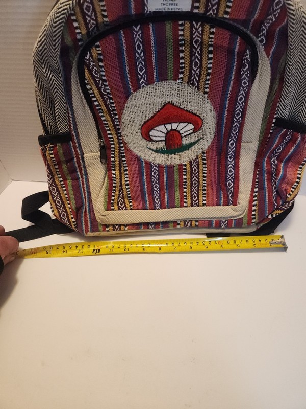 Custom Himalayan Hemp Canvas And Embrodered Mushroom Back Pack MID Size gallery