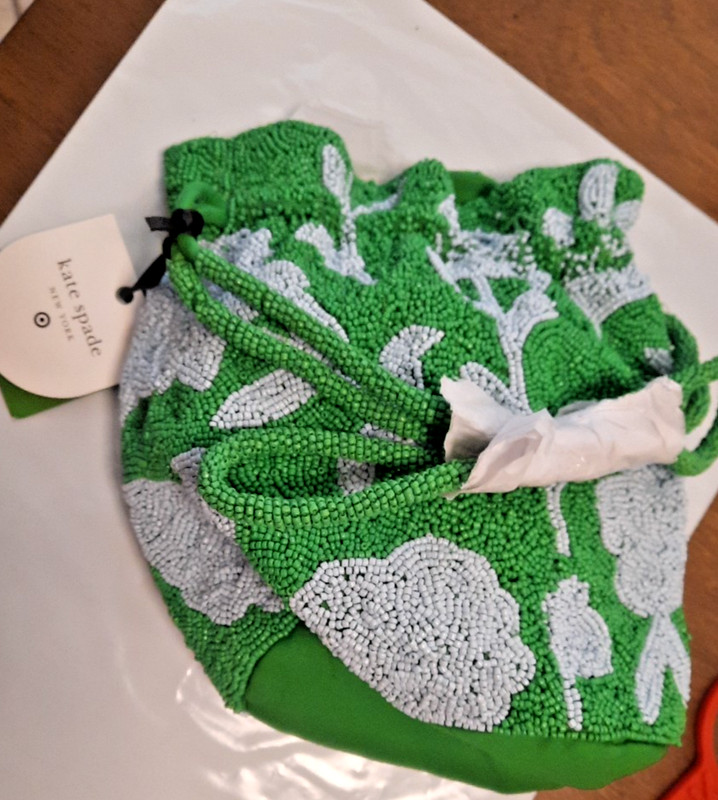 NWT Beaded Classic Rose Drawstring Bucket Bag - kate spade x Target Green/blue gallery