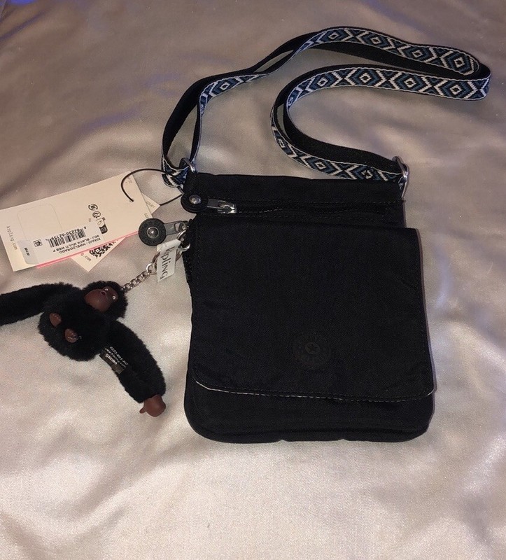 Kipling NWELDORADO Black Multi Web P Nylon Crossbody With Monkey Key Chain NWT