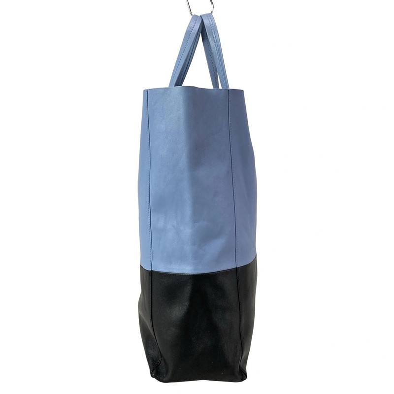 CELINE Vertical Cabas Small Light Blue Black Leather Tote Bag gallery