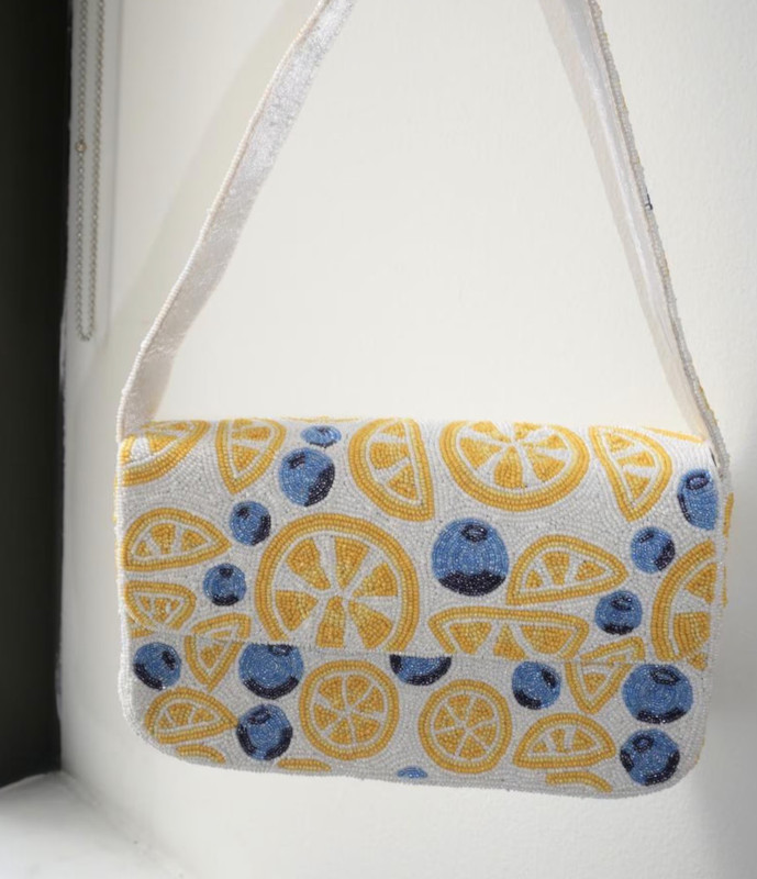 Beaded Lemon & Blueberry Shoulder Bag | Beaded Summer Shoulder Purse gallery