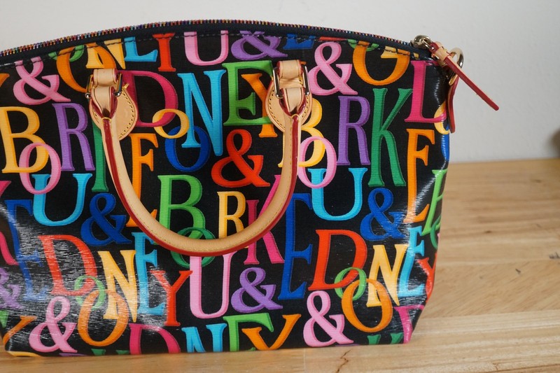 Vtg Y2K Dooney & Bourke Scribble Logo Monogram Rainbow 13" x 9 1/2" gallery