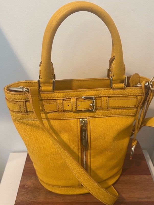 Retired Michael Kors Kingsbury Yellow Leather Bucket Bag