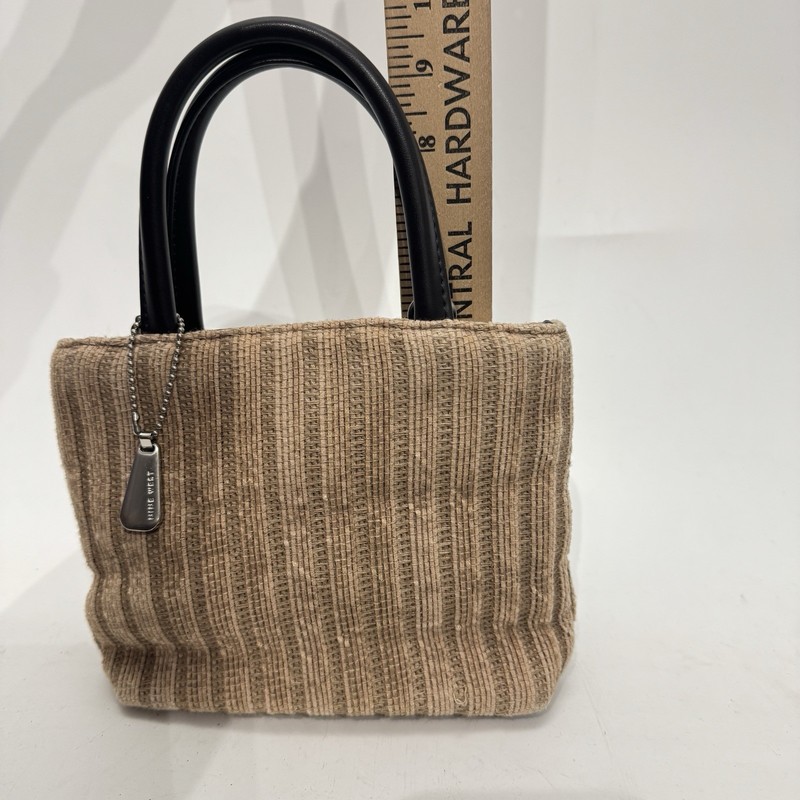 VTG Y2K Nine West Micro Mini Handbag Linen Cotton Corduroy Brown Festival Boho gallery