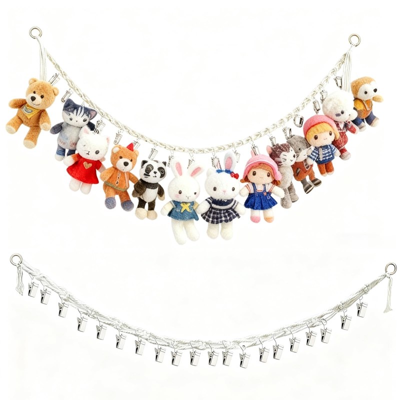 Soft Toy Hanging Net, 2 Piece Set 2m - Includes 40 Metal Clips & 2 Rin...