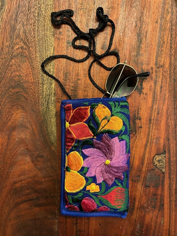 Embroidered Glass/Phone Case/Neck Wallet with Neck Strap and Compartment 30532