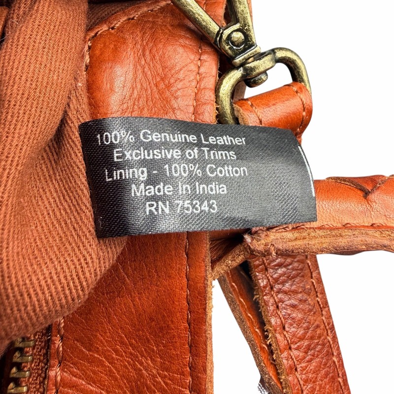Boho Genuine Leather Cutout Mini Tote Crossbody Orange India gallery