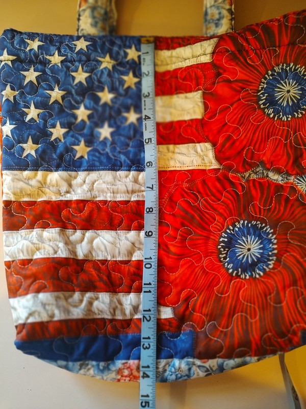 Quilted Tote Bag ~ Featuring a New Printed American Flag Design Shoulder Straps gallery