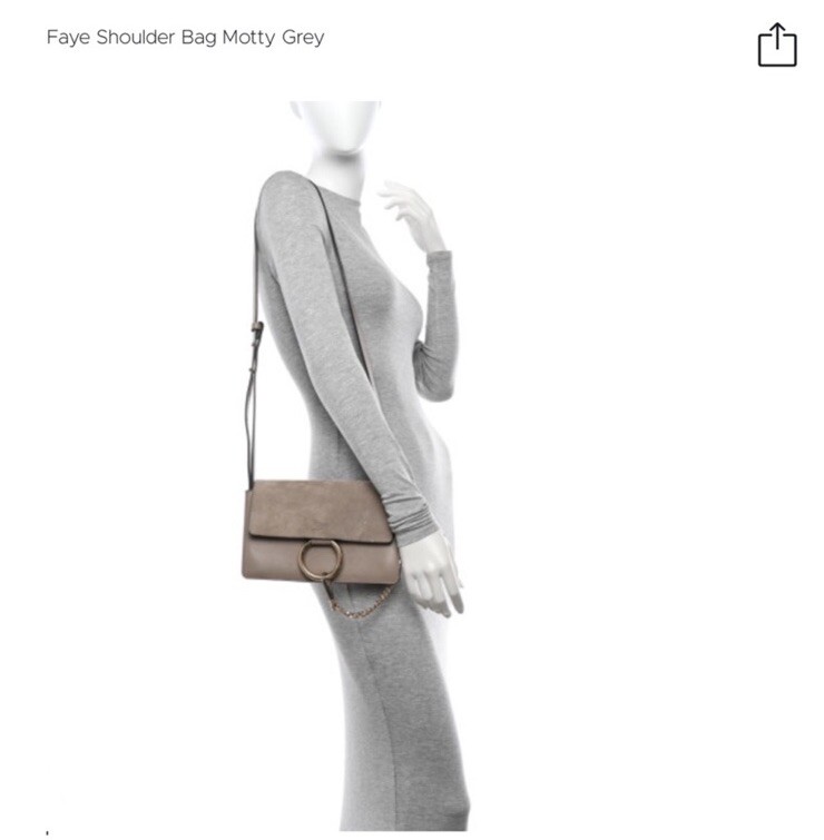 Chloé Chloe Small Faye Leather & Suede Shoulder Crossbody Bag Motty Grey gallery