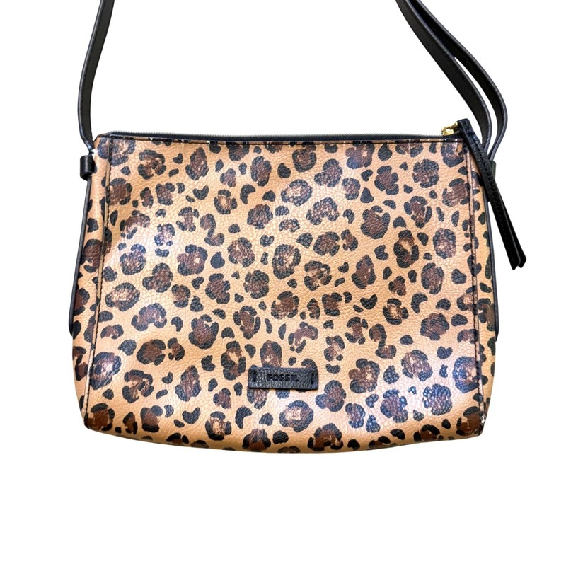 Fossil Women's Crossbody Bag Brown Leopard Print Faux Leather Modern Safari Boho gallery