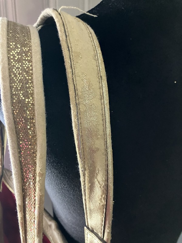 Coach Beige Gold Multicolor Glitter Logo Print Shoulder Bag Heart Charm gallery