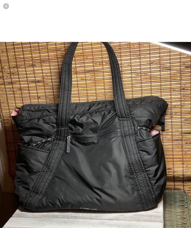 Sincerely Jules Puffy Black Quilted Nylon Travel Tote/Carry-On bag.