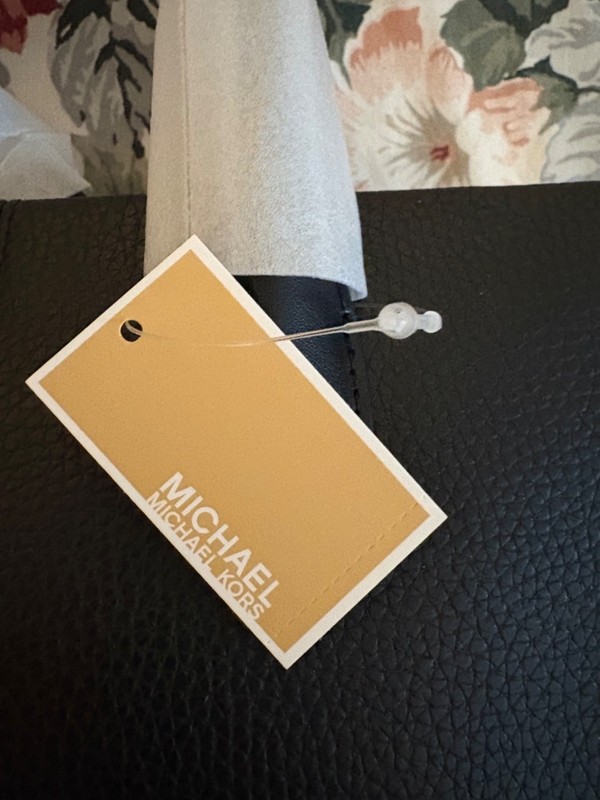 $558 Michael Kors Mirella Medium Leather Crossbody Tote Handbag Black, NWT! gallery