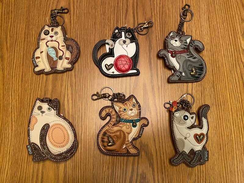 CHALA – CAT KEY FOBS – 6 CHOICES!! Coin Purse on the Back – NEW ORANGE TABBY!