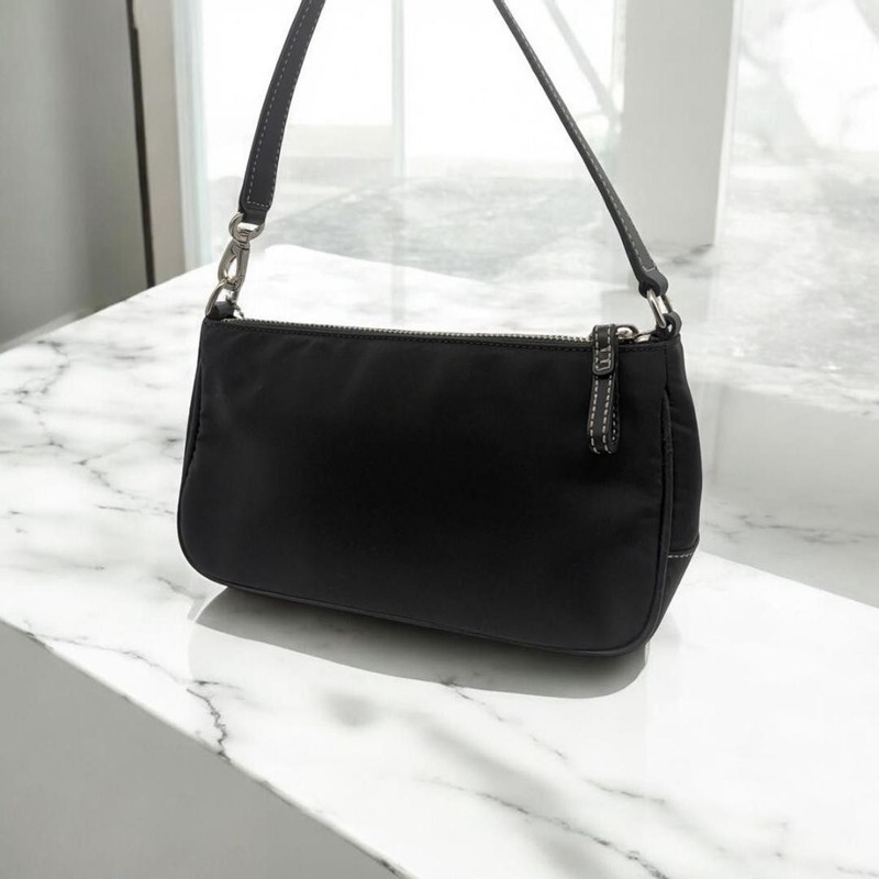 Old COACH accessory pouch 4291 nylon Leather Black