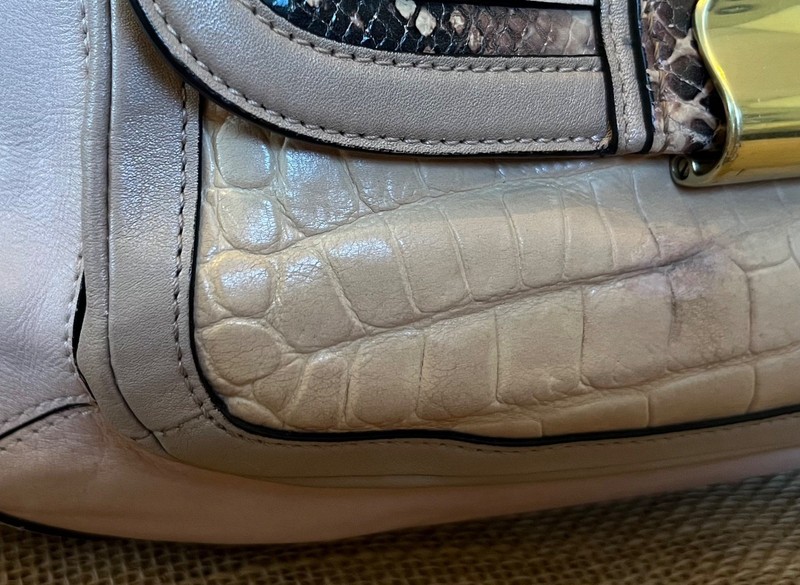 Coach Kristen Spectator Shoulder Purse Leatther Crocodile Accents Large Zipper gallery