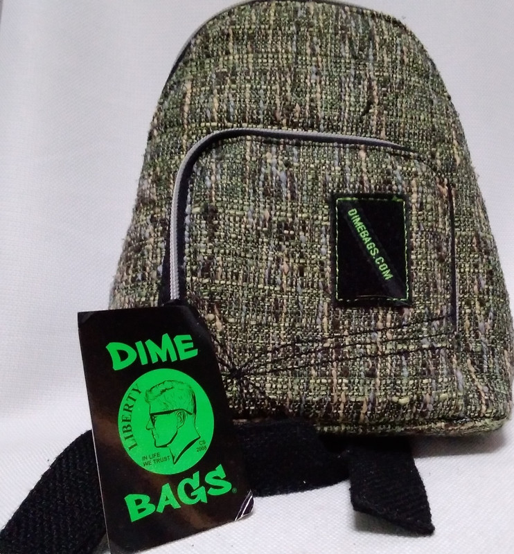 Dime Bags Static Green Mini Hemp Backpack w/ Front Zip & Adjustable Straps