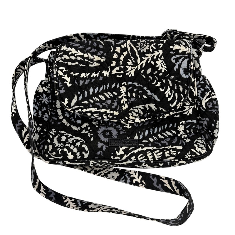 Vera Bradley Crossbody Handbag Black Noir Paisley Quilted Magnetic Flap Closure