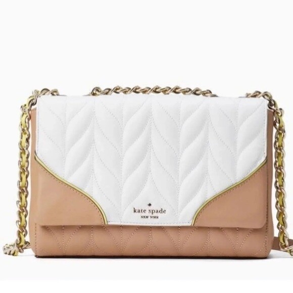 Kate Spade Briar Lane Quilted White/Dove Multi Colorblock Crossbody (WKRU6719)