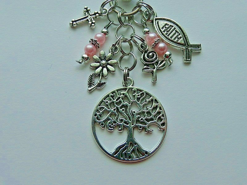 TREE OF LIFE RELIGIOS FAITH CROSS KEY CHAIN CLIP FOR PURSE BACKPACK BAG FOB
