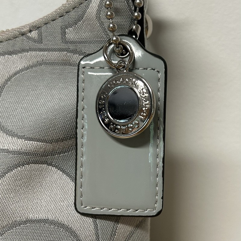 Coach Signature Sis Stripe Demi Hobo Bag Silver Metallic Sateen Vtg 2012 Hipster gallery