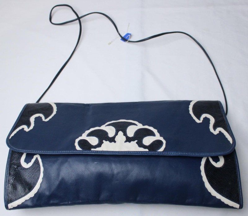 Carlos Falchi Women’s Envelope Clutch Shoulder Bag NC3 Navy Blue One Size