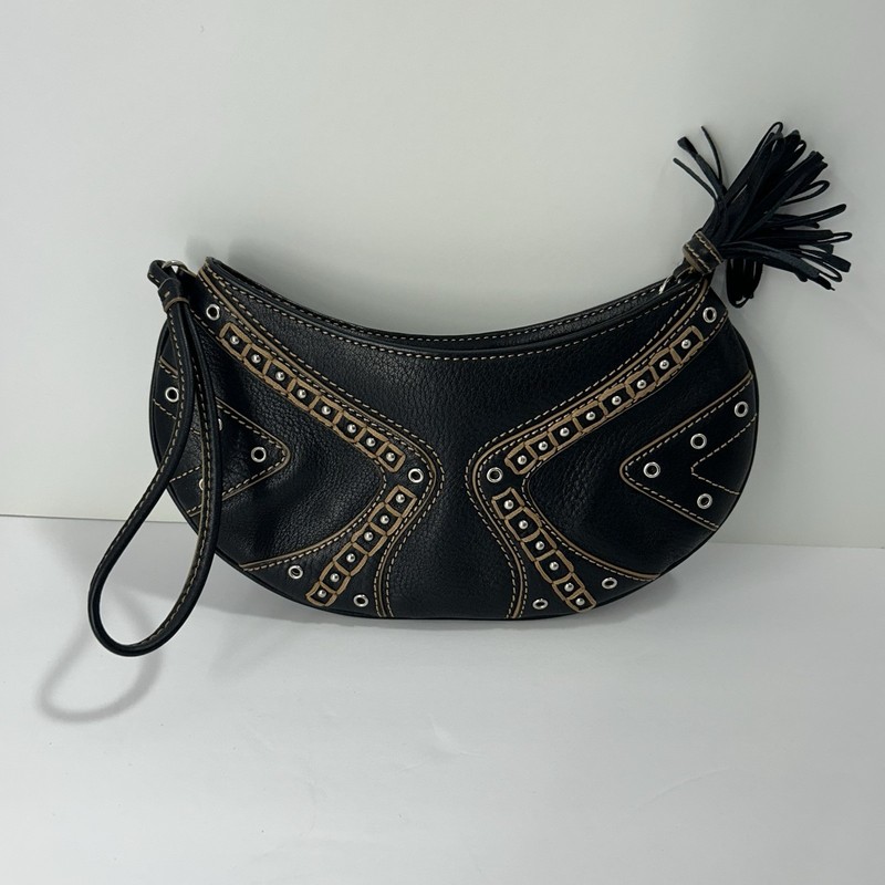 Cole Haan Village Grommet Bag Women Black Leather Casual Waist Strap
