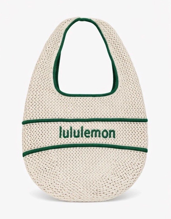Cotton Blend Crochet Style Tote Bag 7L Ivory Green Shoulder Bag NWT