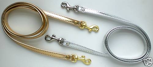 SKINNY GOLD / SILVER METALLIC LEATHER CLIP-ON PURSE / SHOULDER BAG STRAP - NEW