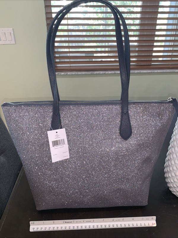 kate spade new york WKRU6278 Joeley Glitter Large Tote Handbag – Dusk Navy