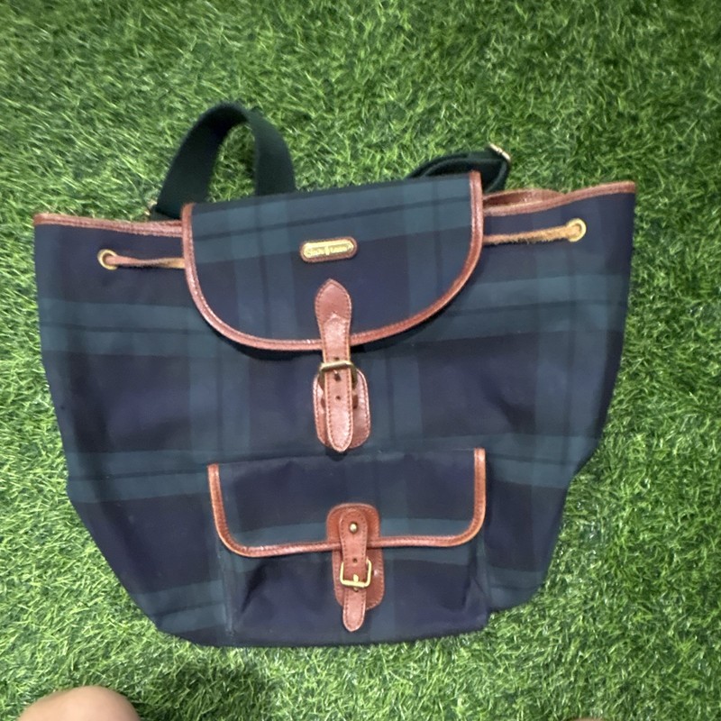 Very rare vintage limited edition Ralph Lauren hand bag Blue Plaid Backpack gallery