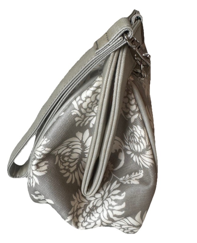 Petunia Pickle Bottom Gray Floral Gold Embroidered Clutch Handbag gallery