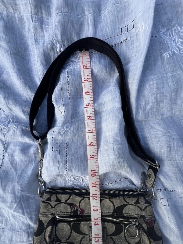 Coach Poppy Heart Signature Crossbody Purse (Flaws Wear) Read gallery