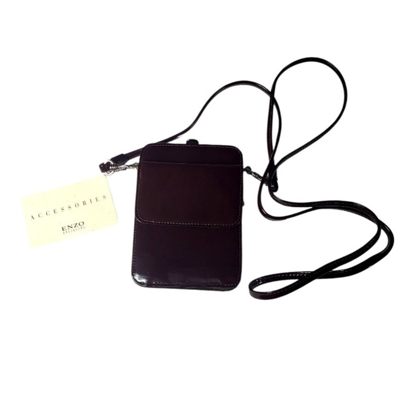 Enzo Angiolini Burgandy Brown Leather Crossbody Cellphone/ Accessory Bag
