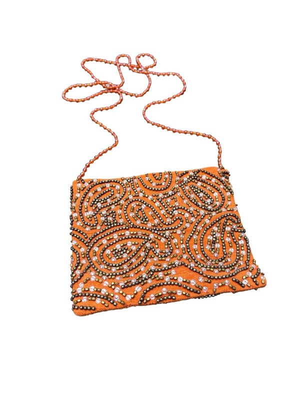 Moyna Beaded Small Vintage Evening Crossbody Purse Bag 6”x5” Beaded Strap