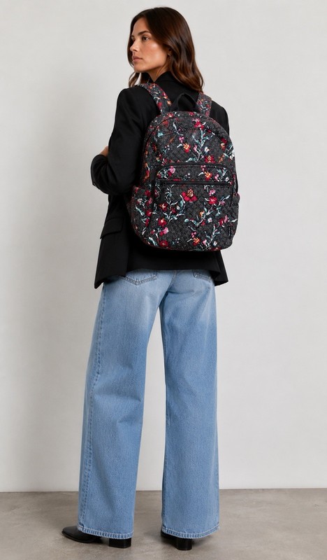 Vera Bradley PERENNIALS NOIR DOT Campus Backpack School Book Bag RED BLACK New