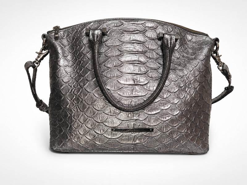 RARE Brahmin Atague Melbourne Platinum Metallic Leather Satchel Shoulder Bag 9.5