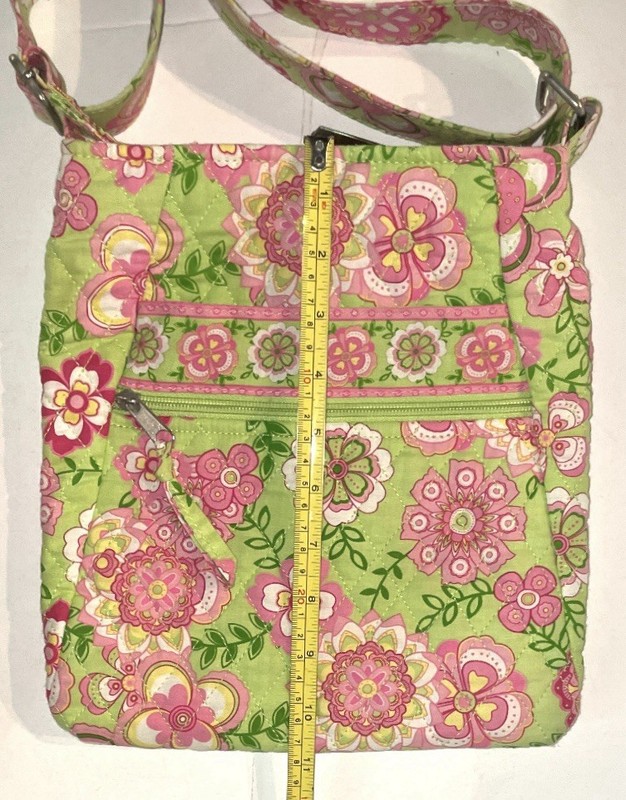 Vera Bradley Crossbody Bag Pink Green Floral 10x11 Zippered Purse gallery