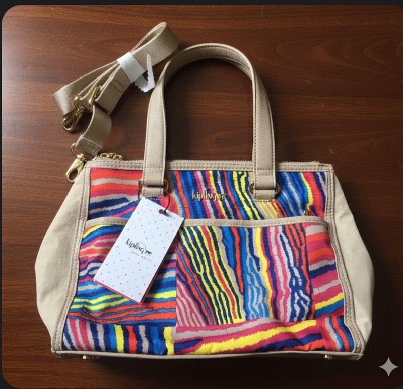 Nwt Kipling Hb6709 Tarahmspc Multi Color Vegan Leather Trim Bag $129