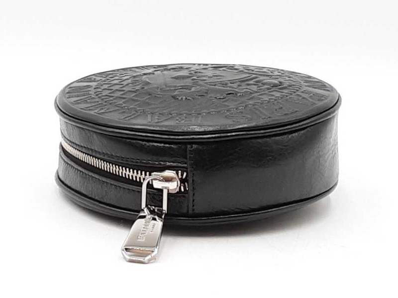 Balmain Anthem Round Belt Bag In Embossed Black Leather Size 30-32 Fw1025orxdu gallery