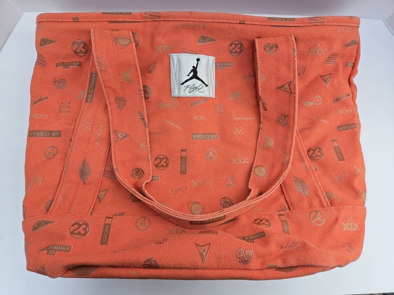 Nike Jordan Flight Printed Carryall Large Canvas Tote Water Resistant Orange