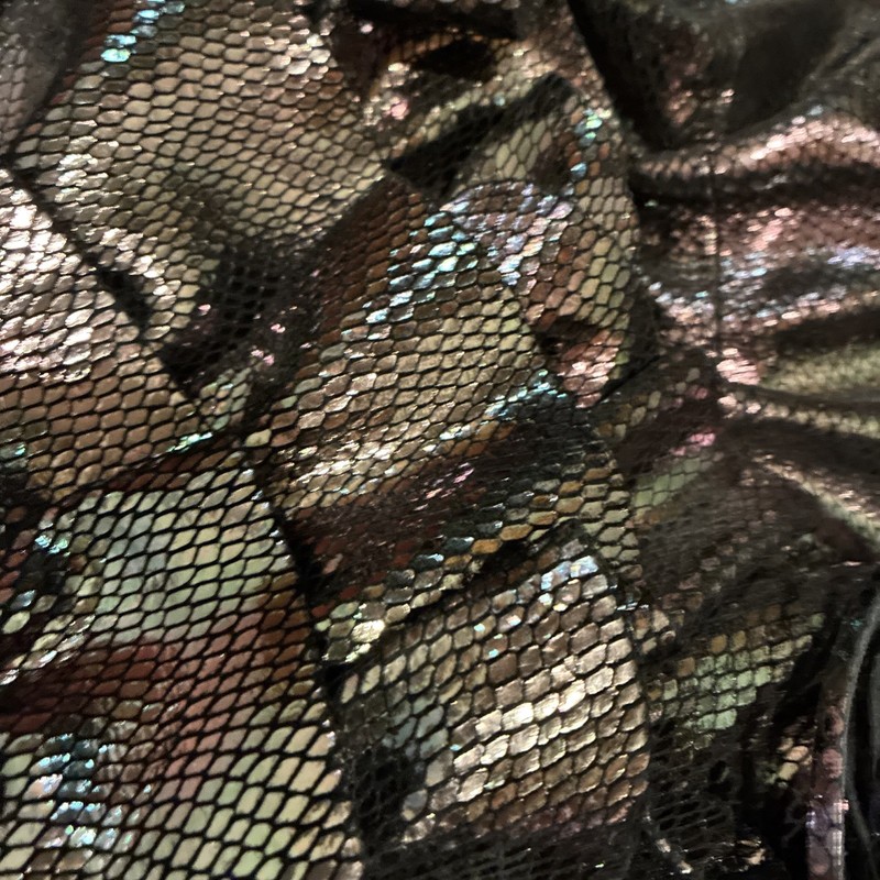 Vince Camuto Iridescent Snake Leather Ruffle Handbag Rare NWOT gallery