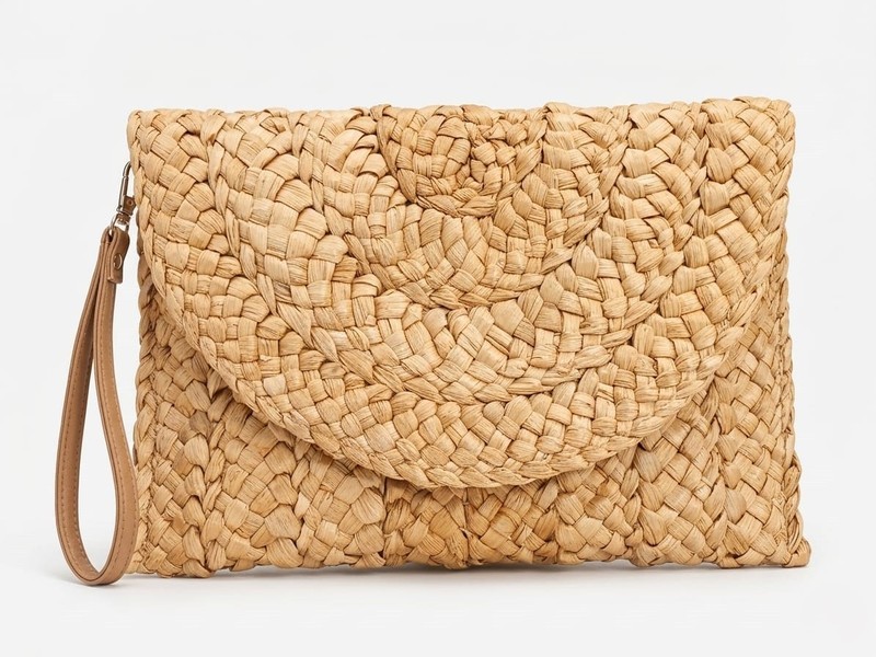 Straw Woven Clutch Bag Women Boho Crossbody Wristlet Hand Assembled Jordan
