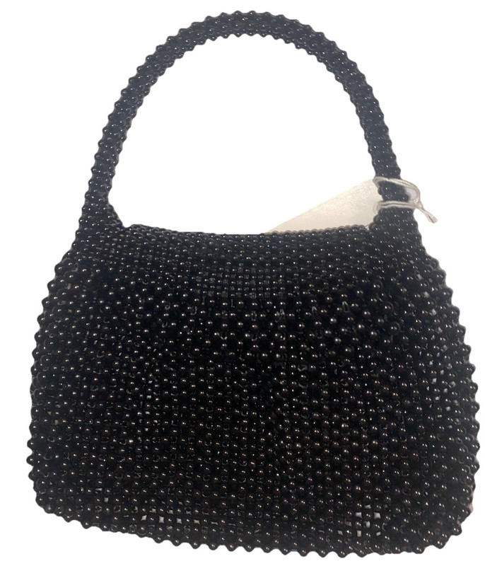 Beaded Black Purse Evening Bag 8 in. W x 6 in. H