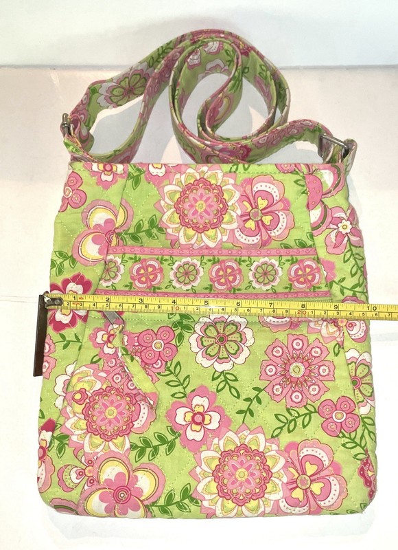 Vera Bradley Crossbody Bag Pink Green Floral 10x11 Zippered Purse gallery
