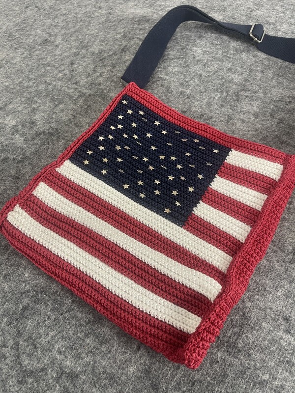 Handmade Bag Womens American Flag Beaded Handbag Tote Made Turkey N265 gallery