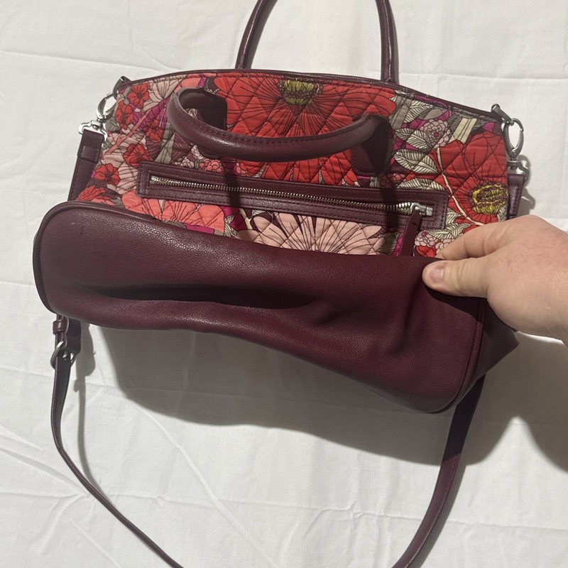 Vera Bradley Day Off Satchel Bohemian Blooms quilted cotton Faux Leather trim gallery